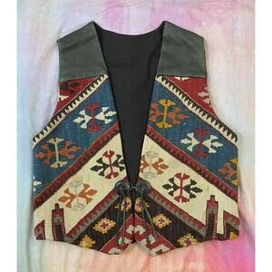 Hester Santa Fe Vintage Vest Southwestern Indian Concho Leather Chimayo Sz M